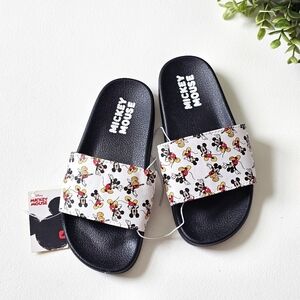 Disney Mickey Mouse Slide Sandals Black Multicolor Strap NWT Size 11/12